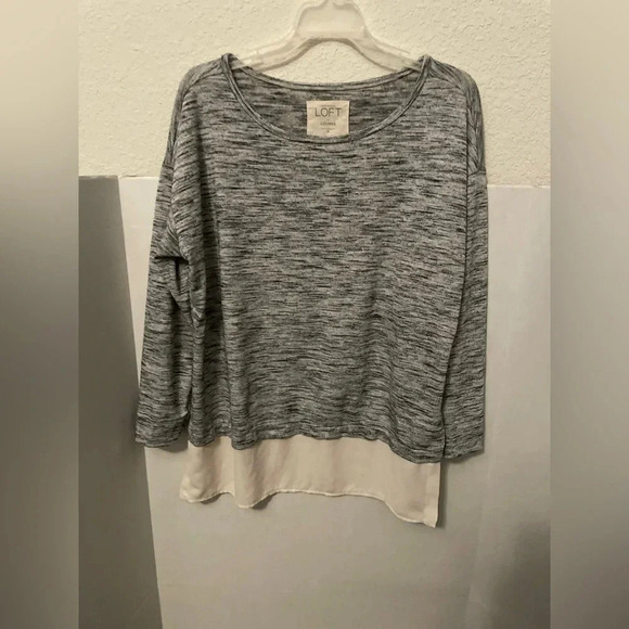 Ann Taylor loft Lounge grey with cream color tunic top size M - Picture 1 of 6